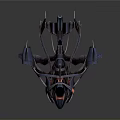 Futuristic Sci Fi Spaceship With Sharp Structures Blue Black And Orange Accents 3d model