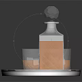 Elegant White Decanter With Two Glasses Of Orange Liquid On Metal Tray