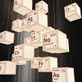 Artistic Modern Sculpture With Periodic Table Element Symbols On Wall In Hall