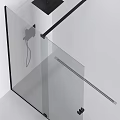 Modern Black Wall Mounted Shower Head With Handheld Sprayer In Glass Partition Shower Room