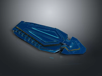 Blue Futuristic Sci Fi Weapon With Glowing Blue Lines And Sharp Geometric Structure 3d model