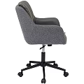 Modern Grey Leather Office Chair With Armrests And Swivel Wheels