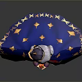 Cute Game And Movie Character With White Hair Golden Crown Blue Gold Cape Red Accents