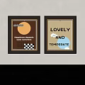 Modern Framed Wall Art With Happiness Quote Checkered Pattern And Lovely Temperate Cloud Design 3d model