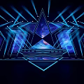 Stunning Stage Design With Dark Blue Background Geometric Stars Glowing Lines And Starry Sky Patterns