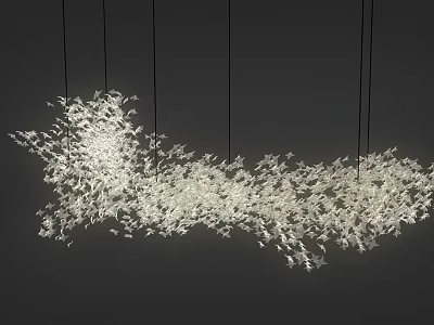 Modern Hanging Crystal Chandelier With Transparent Flake Elements And Artistic Illumination Design 3d model