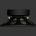 Black Metallic Subwoofer Speaker With Circular Pattern And Reflective Base 3d model