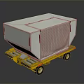 Car Trailer Featuring White Cargo Container And Yellow Chassis With Wheels 3d model