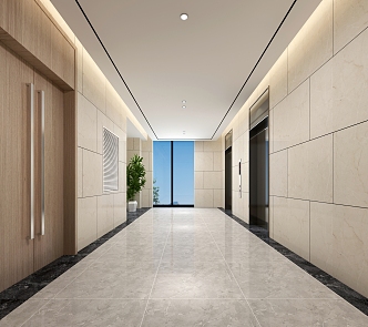 Elevator hall green plants 3d model