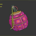 Shiny Red Cube Shaped Weapon Model With Reflective Surface Resembling Hand Grenade