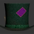 Stylish Green Top Hat With Purple Diamond Patch And Green Ribbon Band
