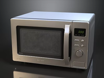 Stainless Steel Microwave Oven With Digital Display Control Panel And Knobs 3d model