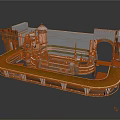 3D Industrial Factory Model With Circular Pipes Equipment And Brown Metal Platform