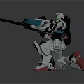 White Blue Red Gundam Model Standing With Long Rifle Green Red Head And 08 Marking