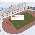 Modern Football Field With Green Grass Running Track And Spectator Stands