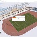 Modern football field, sports field, playground, runway, grandstand 3d model