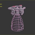 Metallic Hand Grenade With Red Fuse And Metal Grid Structure Design 3d model
