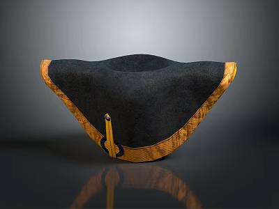 Classic Black Brimmed Hat With Yellow Trim And Decorative Pin Design 3d model