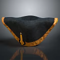 Classic Black Brimmed Hat With Yellow Trim And Decorative Pin Design