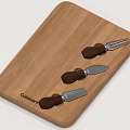 Wooden Cutting Board With Cuisinart Kitchen Utensils Including Fork Knife And Spatula