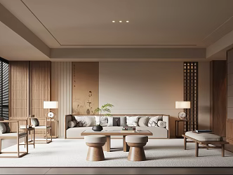 New Chinese Style Song Style Living Room 3d model