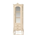Classic White Wine Cabinet with Carved Details Glass Doors and Drawers