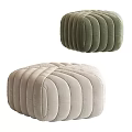 Modern Pleated Design Sofa Stools in Beige and Green Upholstered Style