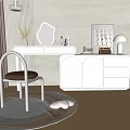 Simple White Dressing Table Dressing Table Combination Acrylic Dressing Chair Dressing Table Accessories Simple Dressing Table 3d model