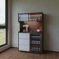 Modern Sleek Sideboard With Wooden White Finish Glass Doors Coffee Machine And Drink Storage Drawers