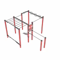 Outdoor Multifunctional Sports Equipment With Red Frame Black Bars Pull Up Bars And Parallel Bars