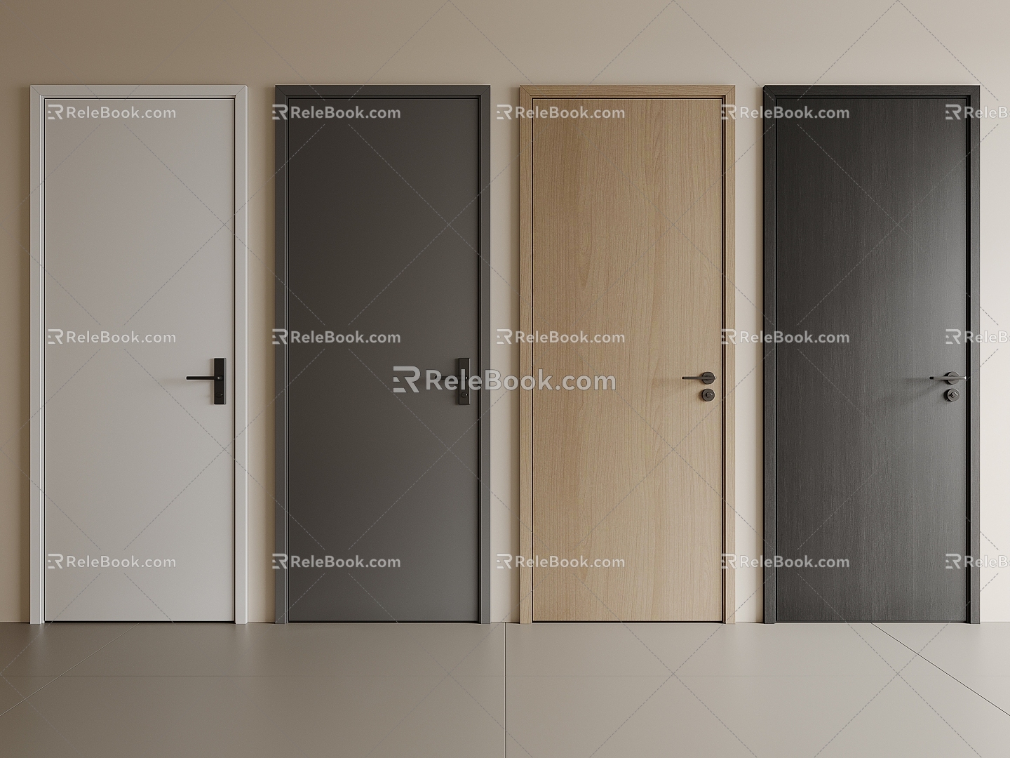 Single door bedroom door wooden door solid wood door swing door flat door door lock 3d model