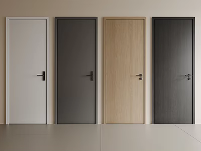 Modern Interior Hinged Doors In White Dark Gray Light Wood And Dark Wood Designs 3d model
