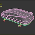 Gray Car Roof Box With Orange Bottom Edge And White Mounting Brackets