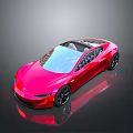 Pink Convertible Sports Car Featuring Transparent Roof Sleek Body Black Wheels And Dark Background Reflection