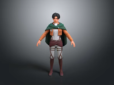 Man with Green Cape Brown Coat White Corset and Gray Pants in Gray Background 3d model