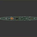 Green And White Military Patrol Boat With Antenna Superstructure And Deck Equipment