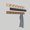 Wall Mounted Wooden And Black Hook Racks With Multiple Hooks Hanging Towel 3d model