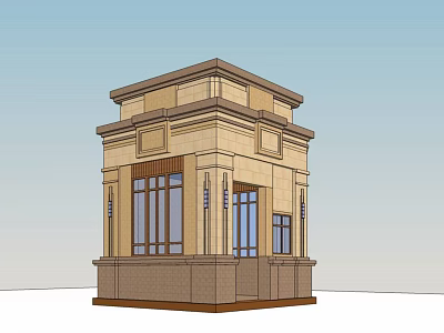 Small Classical Two Story Building With Brick Stone Windows And Door 3d model