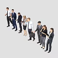 Group of Business Professionals in Formal Attire Standing Isolated on White