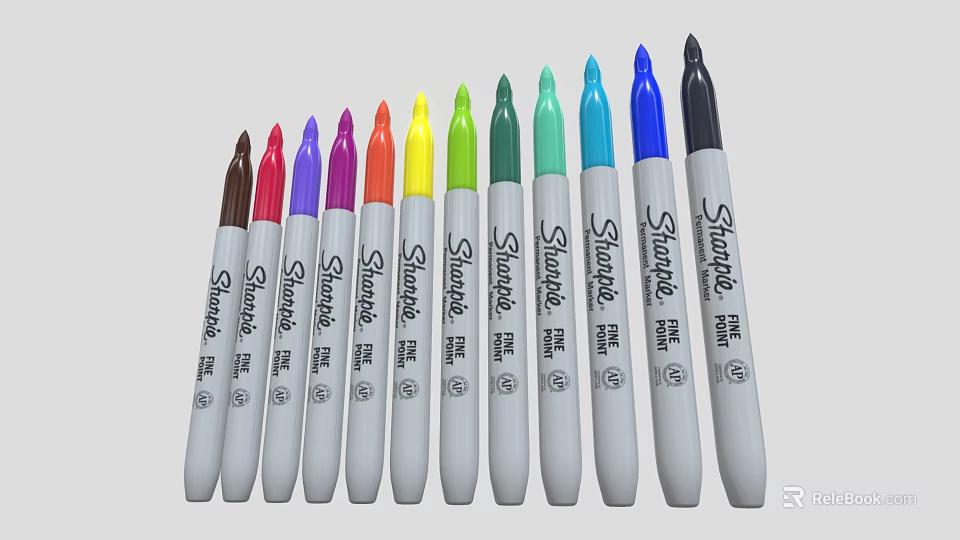 Sharpie Fine Point Markers With Assorted Vibrant Colors Neatly Arranged For Daily Use 3d model 