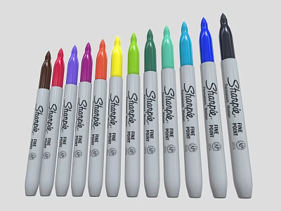 Sharpie Fine Point Markers With Assorted Vibrant Colors Neatly Arranged For Daily Use 3d model