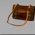 Leather Satchel Bag With Brown Orange Color And Adjustable Shoulder Strap