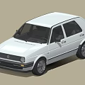 White Classic Volkswagen Hatchback With Sleek Body And Alloy Wheels