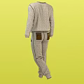Gray Sweat Suit Front And Back Views With Pants Featuring Brown Pockets 3d model