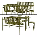 Modern Metal Table and Chair Set With Slatted Design For Interior Use