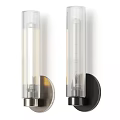 Modern Wall Sconces With Ribbed Glass Shades Brass And Black Bases Warm Light