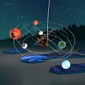 Detailed Solar System Model With Planets Orbits And Starry Night Background 3d model