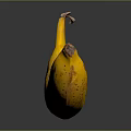 Ripe Yellow Banana With Brown Spots On Black Surface And Reflection 3d model