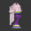 Cartoon Cat Phone Stand With White Body Pink Ears Black Screen And Colorful Base