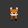 Orange Pixel Art Fox Stuffed Toy With Black Eyes And White Ears Design